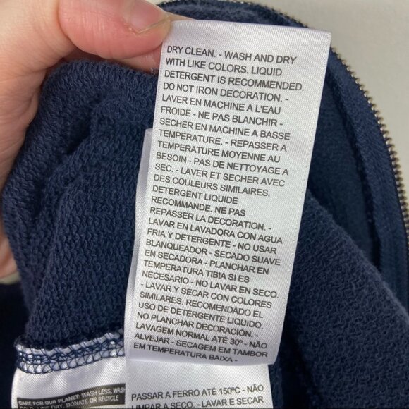 Levis Classic Sweatshirt Hoodie Navy Blue Fleece Size XS Hooded Spellout Zipper - Picture 8 of 11